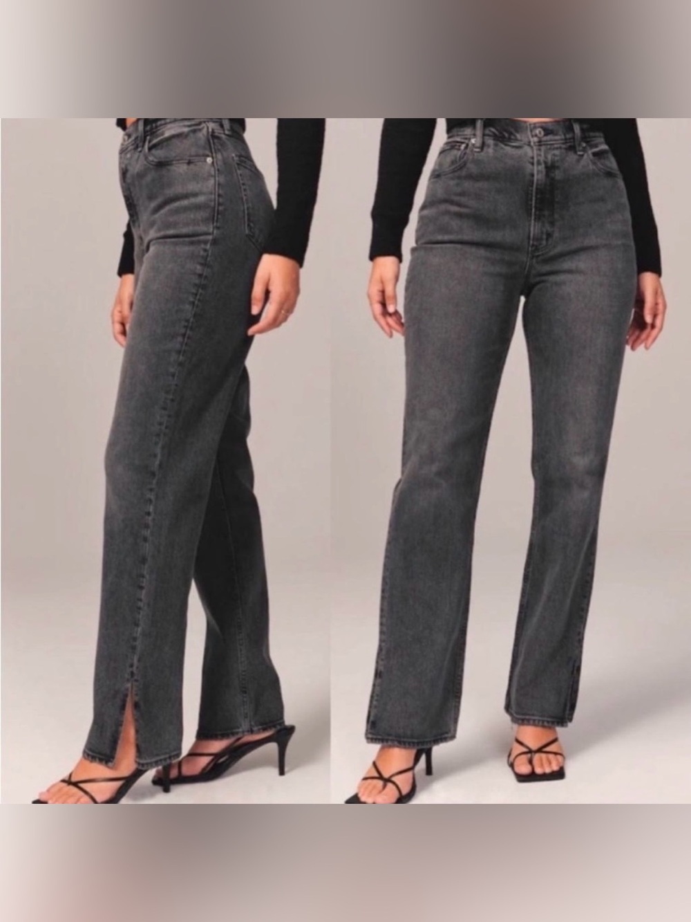 Abercrombie The 90s Straight Ultra High Rise Jeans in Charcoal - Curve Love 27R